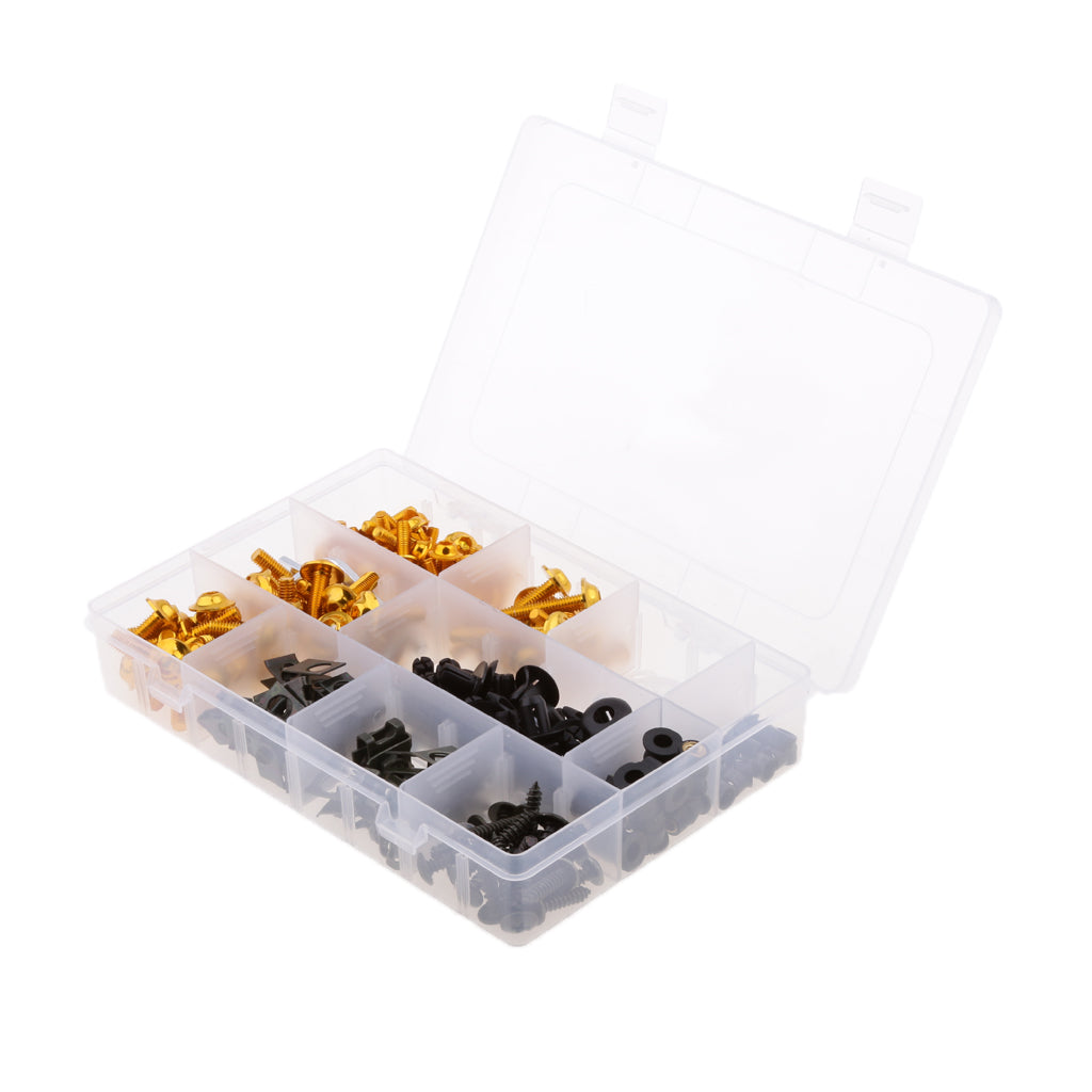 251Pcs Motorcycle Sportbike Fairing Bolt Fasteners Clip Screws Kit Gold