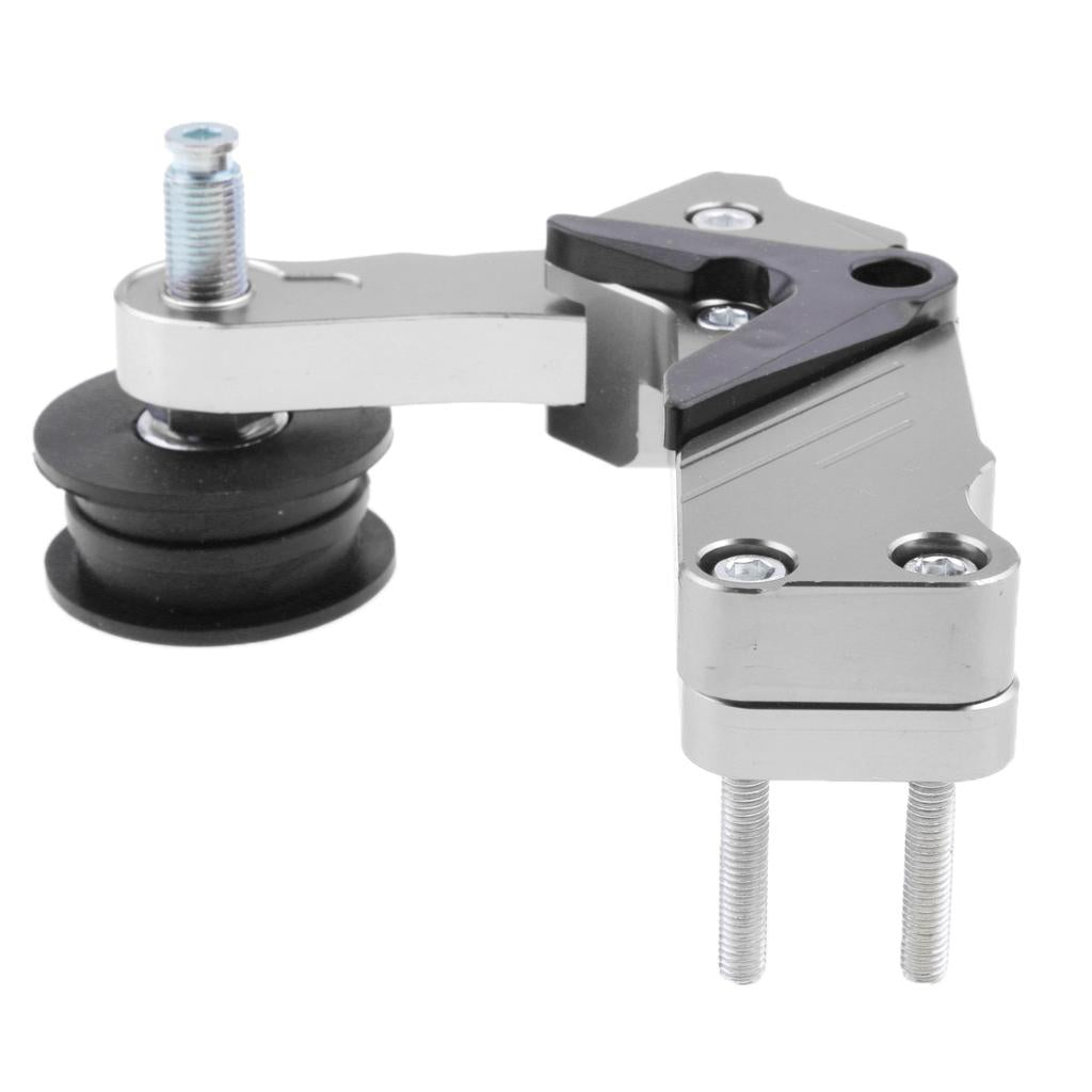 Universal Aluminum Chain Roller Tensioner Adjuster for Motorcycle Silver