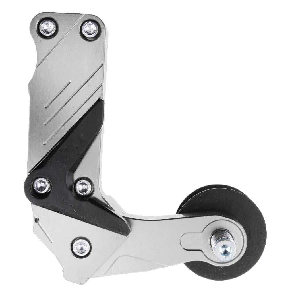 Universal Aluminum Chain Roller Tensioner Adjuster for Motorcycle Silver
