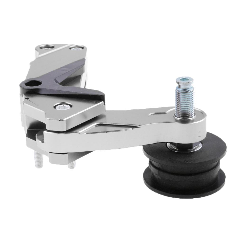 Universal Aluminum Chain Roller Tensioner Adjuster for Motorcycle Silver