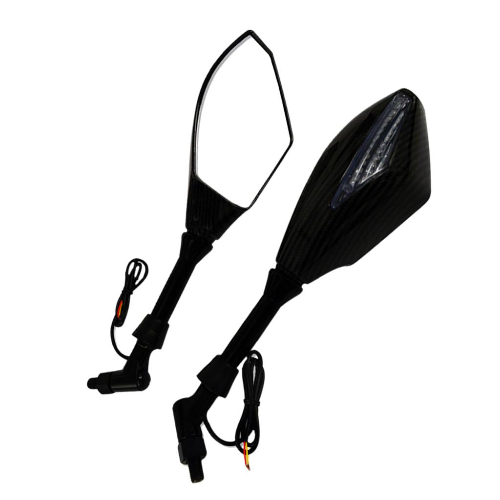 HT 172 Carbon LED Intergrated Turn Signal Mirrors For Honda Yamaha Kawasaki HT 172 H7