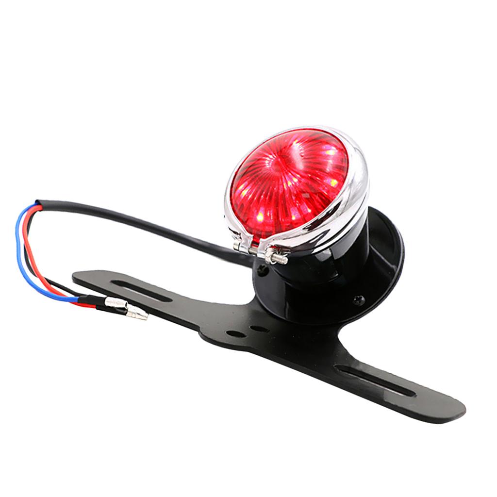 Retro Stop License Plate Brake Tail Light For Harley Bobber Red Lens