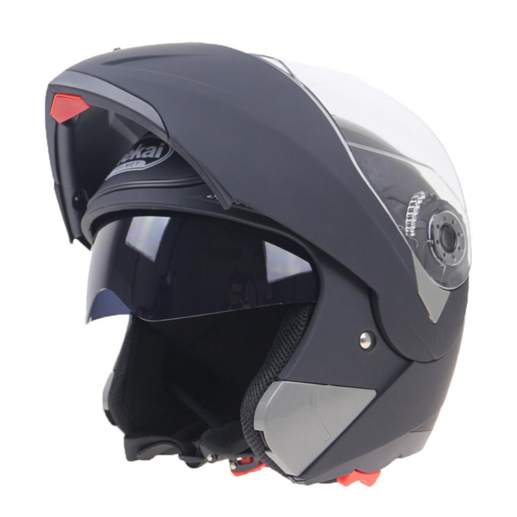 Motorcycle DOT Approved Full Face Flip up Dual Visor Sun Shield Helmet XXL