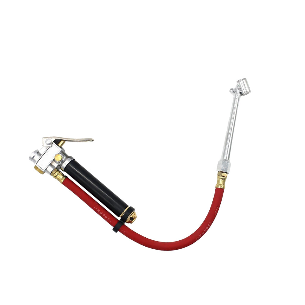 Air Tire Pressure Filler Dual Chuck Inflator Car Gauge W/12" Compressor Hose