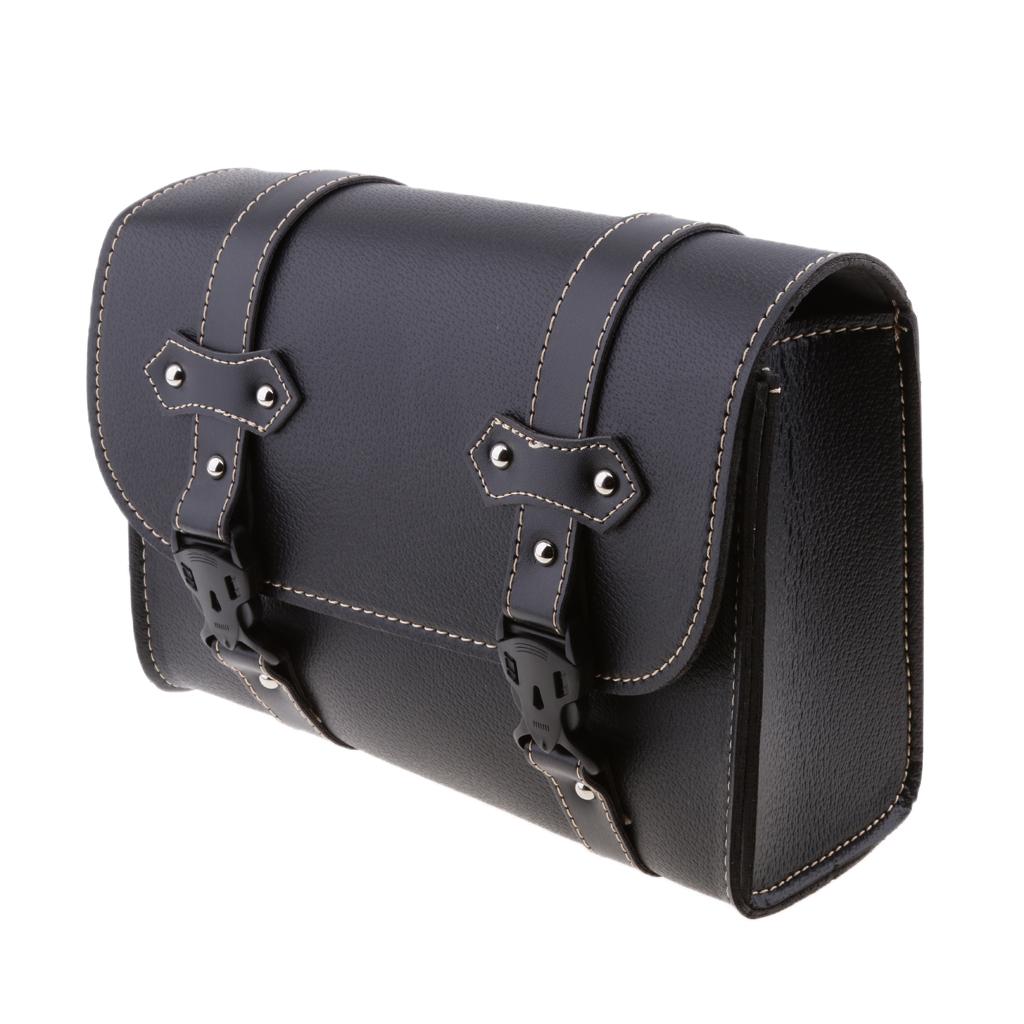 Motorcycle Saddle Luggage Side Back Pouch Tool Bag Storage PU For Harley