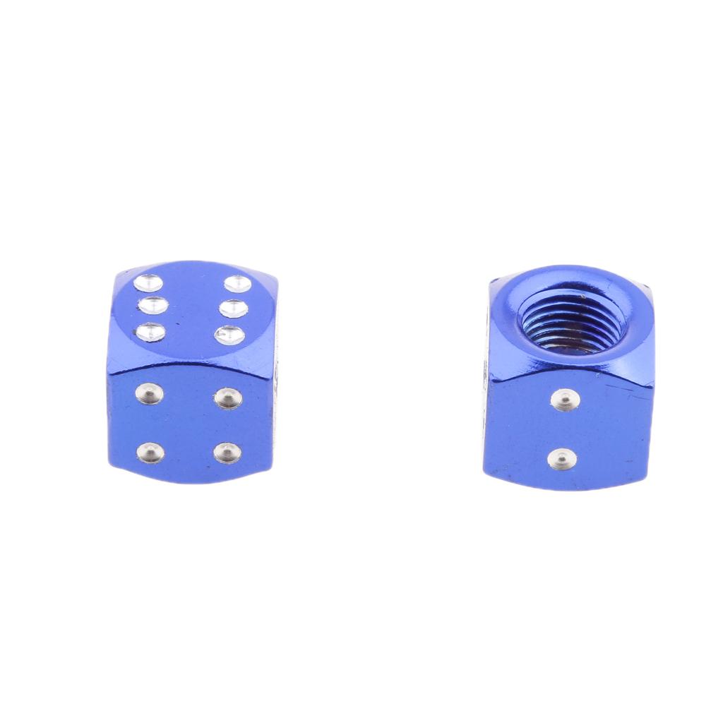 4Pcs Dice Motorcycle Car Truck Wheel Stem Air Valve Caps Covers Blue