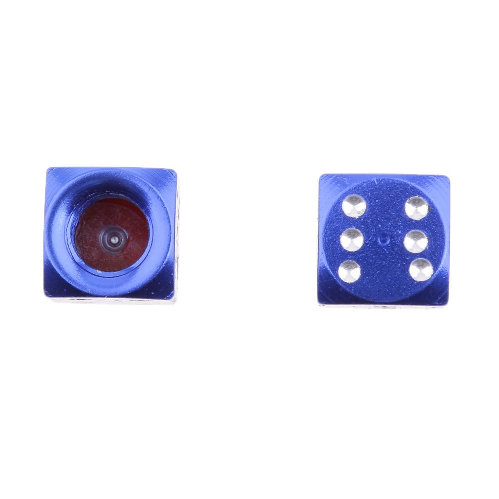 4Pcs Dice Motorcycle Car Truck Wheel Stem Air Valve Caps Covers Blue