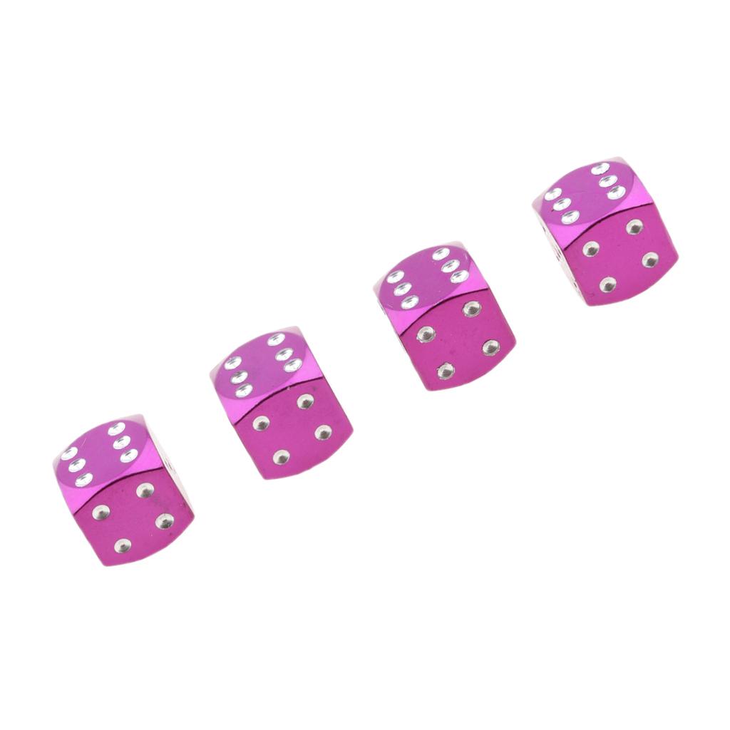 4Pcs Dice Motorcycle Car Truck Wheel Stem Air Valve Caps Covers Purple