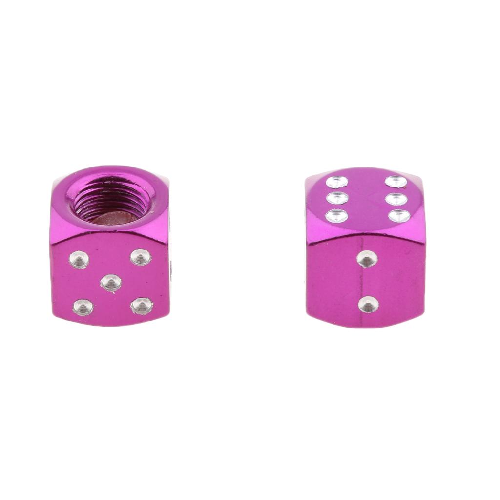 4Pcs Dice Motorcycle Car Truck Wheel Stem Air Valve Caps Covers Purple