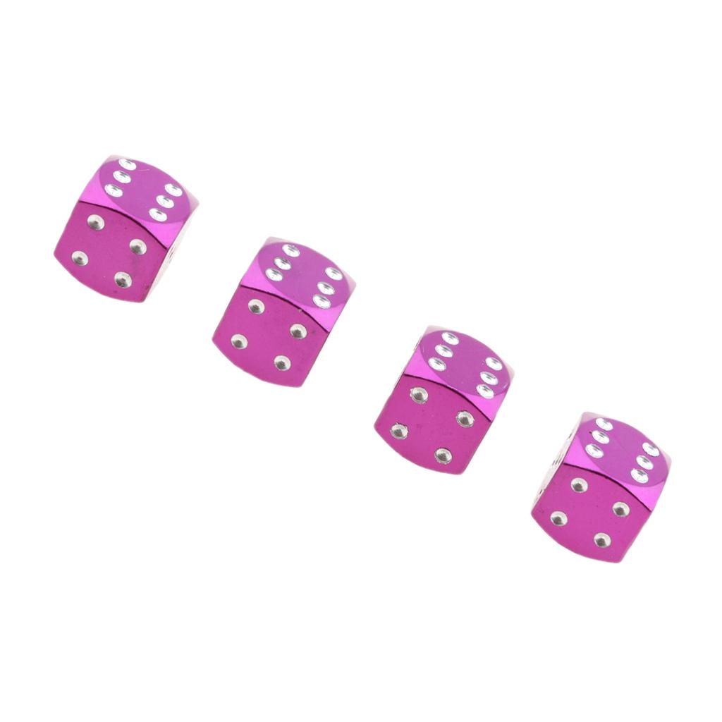 4Pcs Dice Motorcycle Car Truck Wheel Stem Air Valve Caps Covers Purple