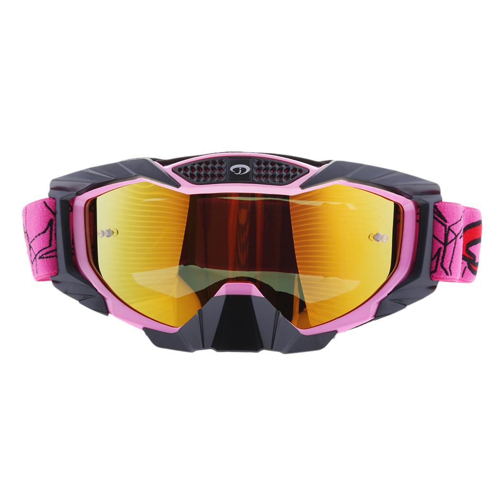 Motorcycle Windproof Anti-Fog Dustproof Goggles Colorful Lens Pink