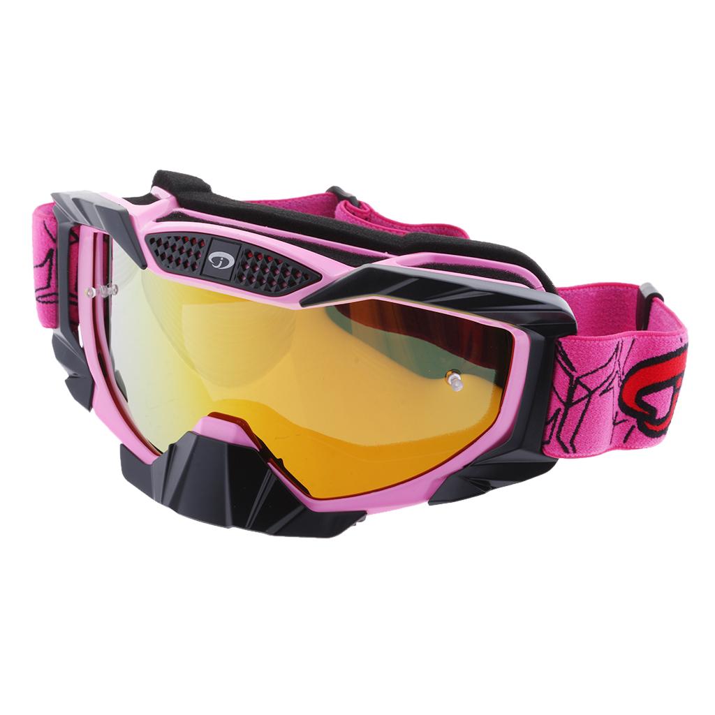 Motorcycle Windproof Anti-Fog Dustproof Goggles Colorful Lens Pink