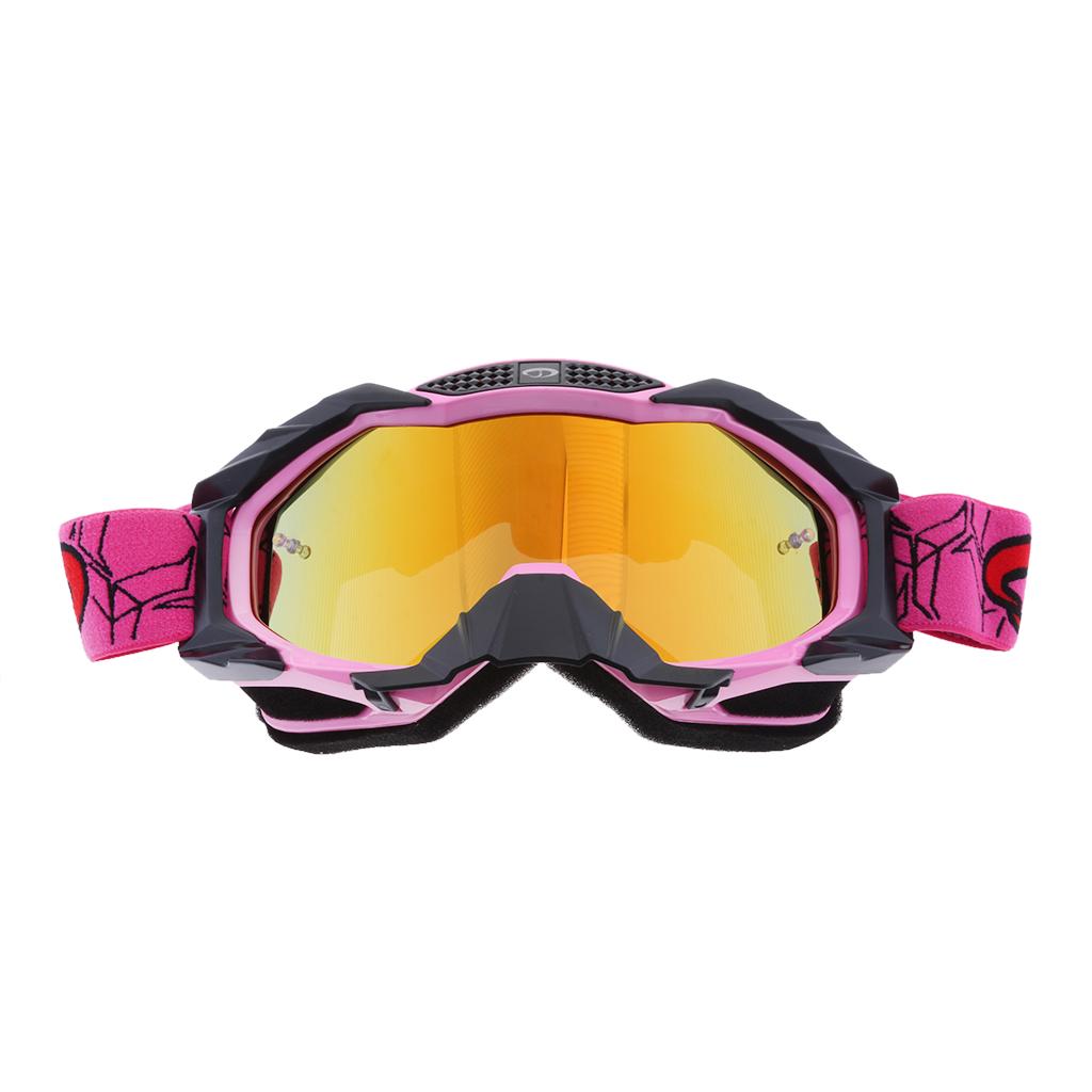 Motorcycle Windproof Anti-Fog Dustproof Goggles Colorful Lens Pink