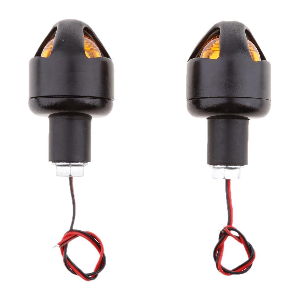 Motorcycle Retro Metal Turn Signal Light Indicator LED Lamp Black