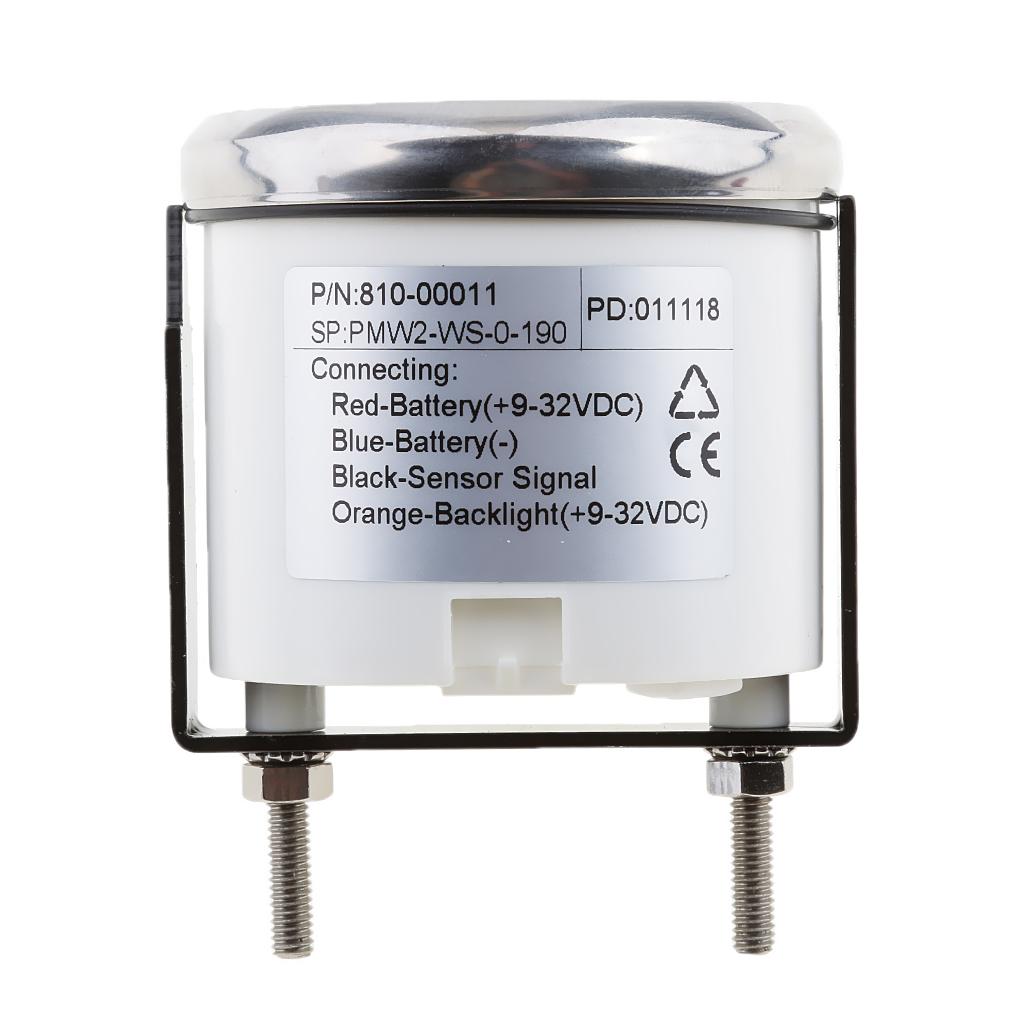 2 52mm 100% Waterproof Protection Water Level Gauge for Boat White & Black"