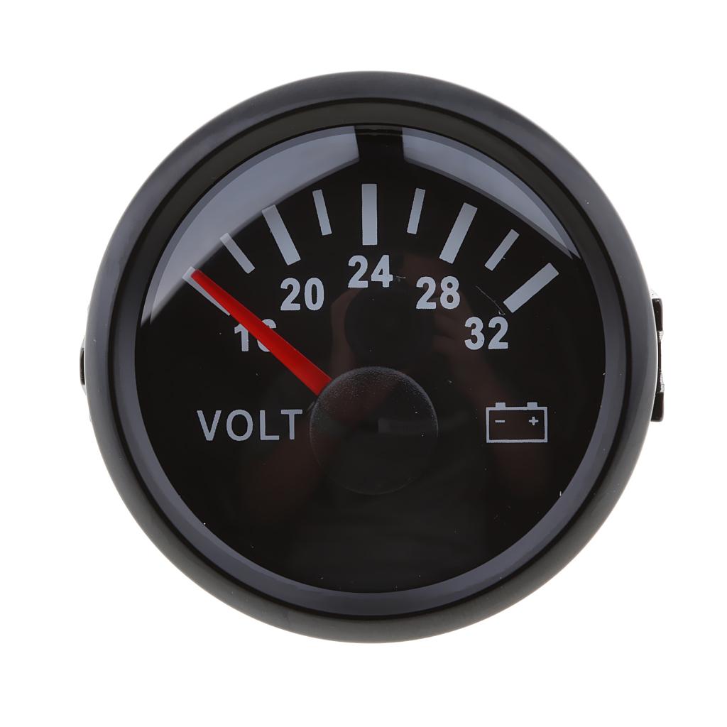 Marine Boat Car Voltmeter 16-32V 52mm 2-1/16 Marine Boat Parts Black"