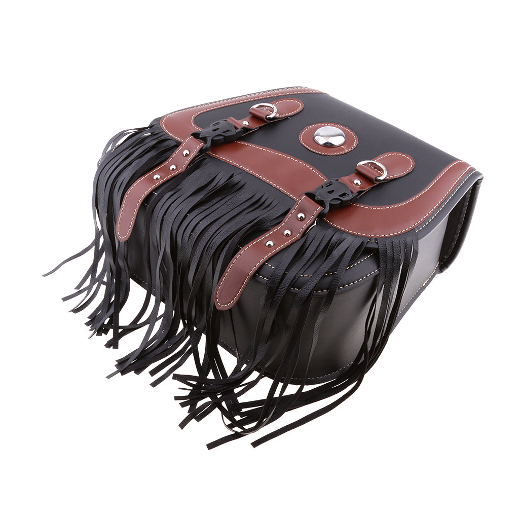 Studded Leather Motorcycle Tassels SaddleBags Panniers Luggage