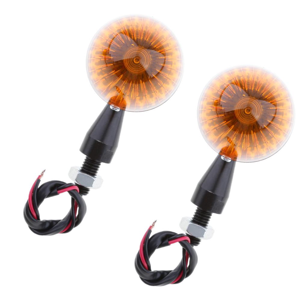 Pair of Universal Motorcycle Metal Turn Signals Indicator Lamps Black 2