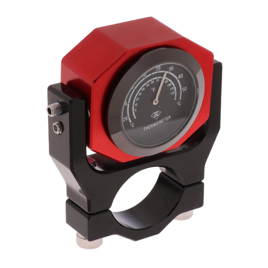 7/8 Handlebar Motorcycle Dial Clock Thermometer Luminous for Honda Red"
