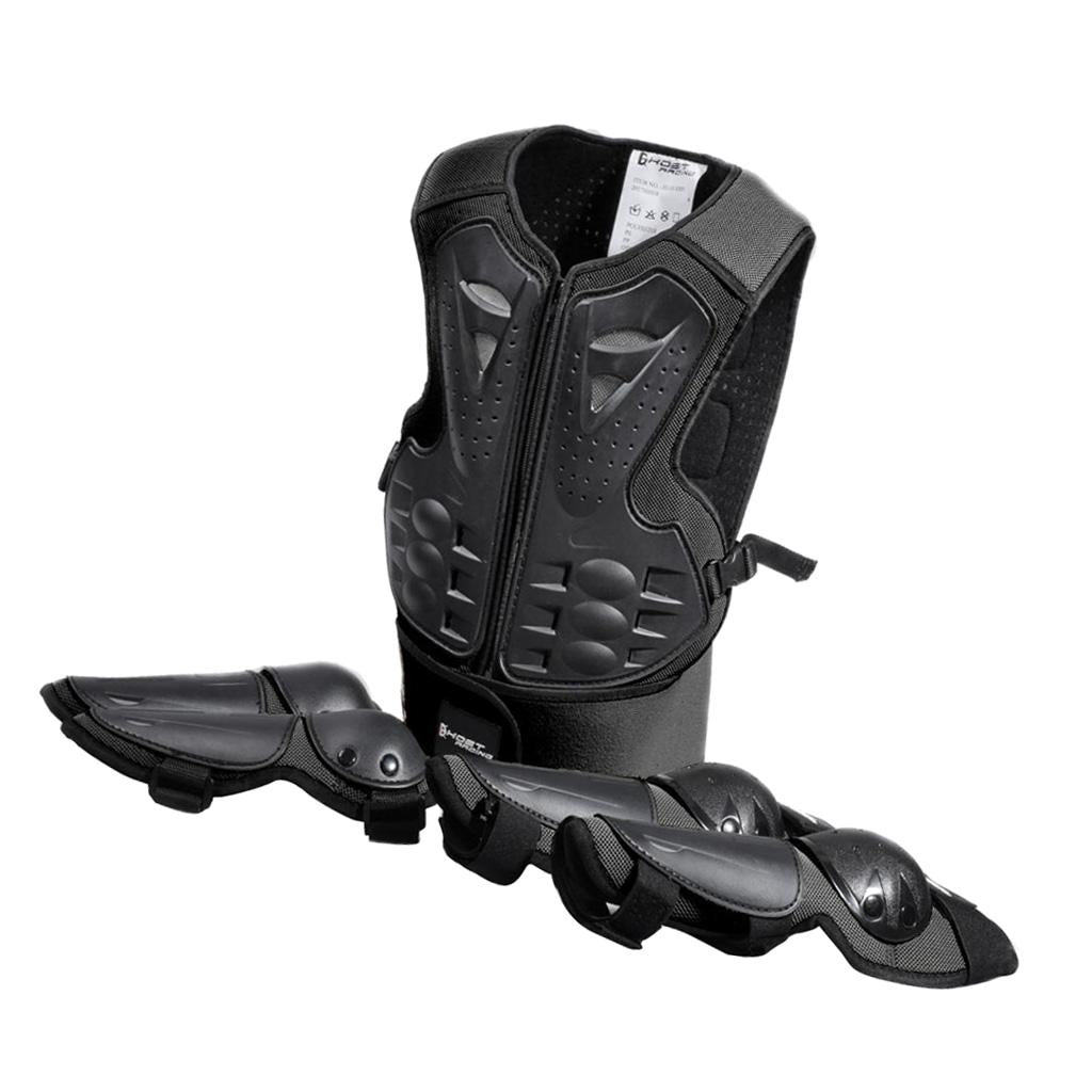 Kids Skateboard Cycling Skating Body Protector Elbow Knee Pads Gear Black
