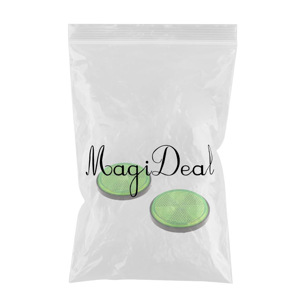 2 Pieces Round Reflectors Universal for Motorcycle ATV Dirt Bike Green