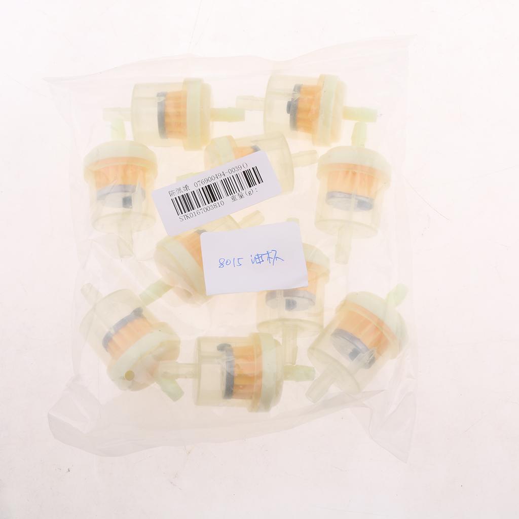 10pcs Plastic Universal Motorcycle Petrol Inline Fuel Filter for 7mm Pipes