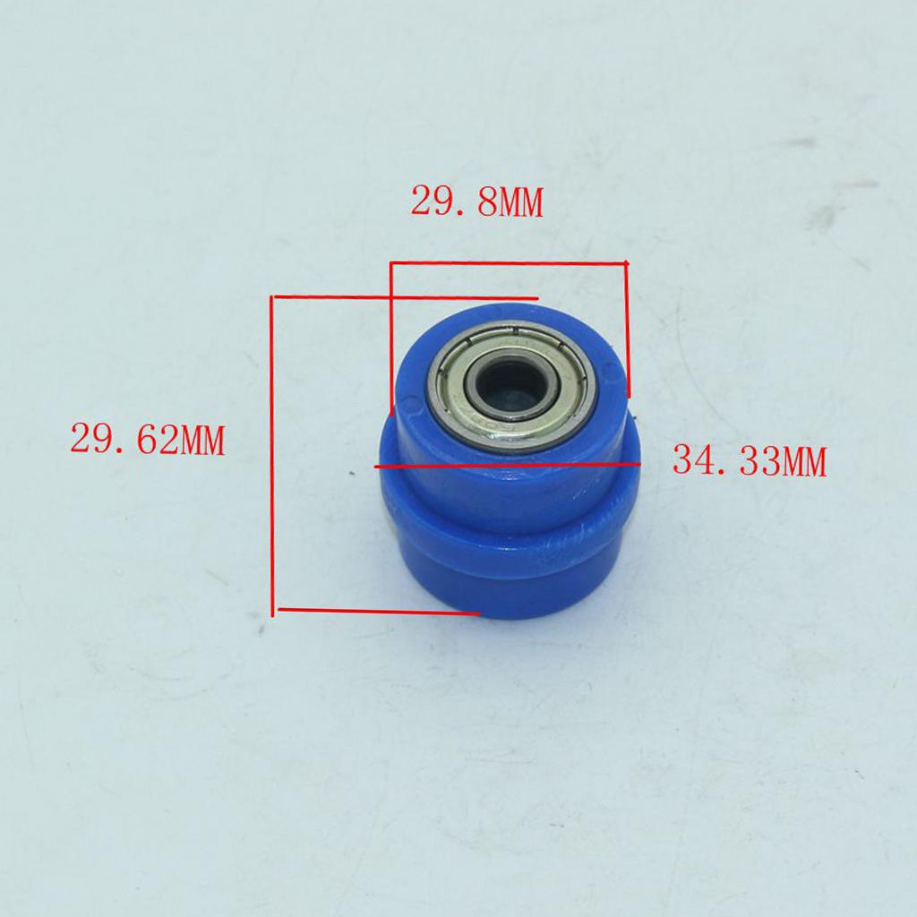 Motorcycle 8mm Chain Pulley Roller Slider Tensioner Wheel Guide Kit Blue
