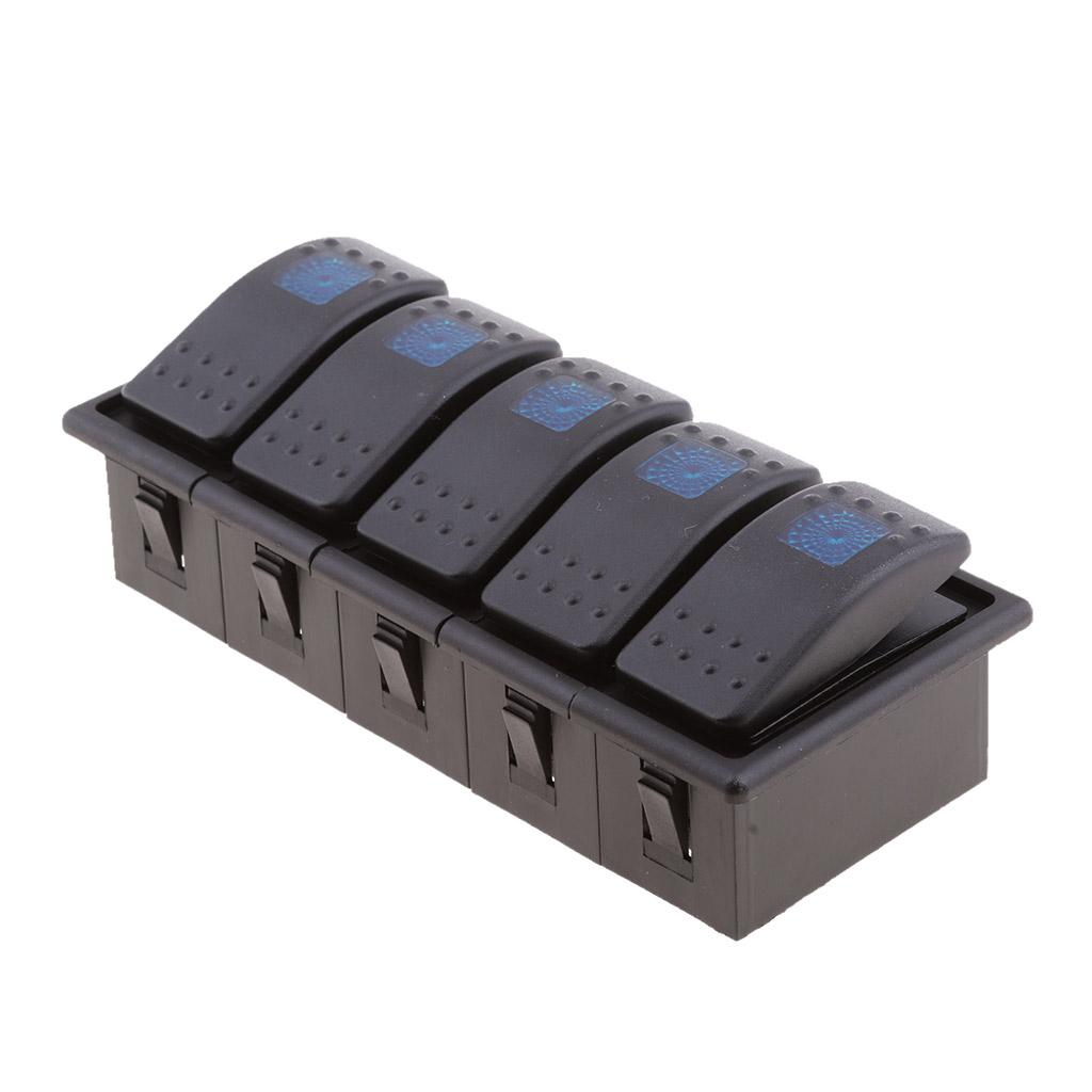 5Pcs 12V 20A Plastic Rocker Toggle Switch LED Light For Car Yacht Blue