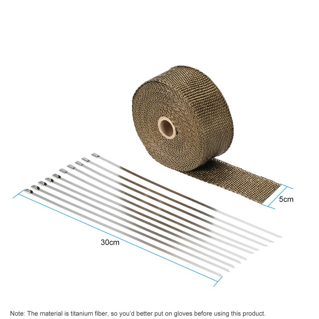Titanium Exhaust Heat Wrap Pipe Heat Insulated Wrap 10m x 5cm x 1.5mm