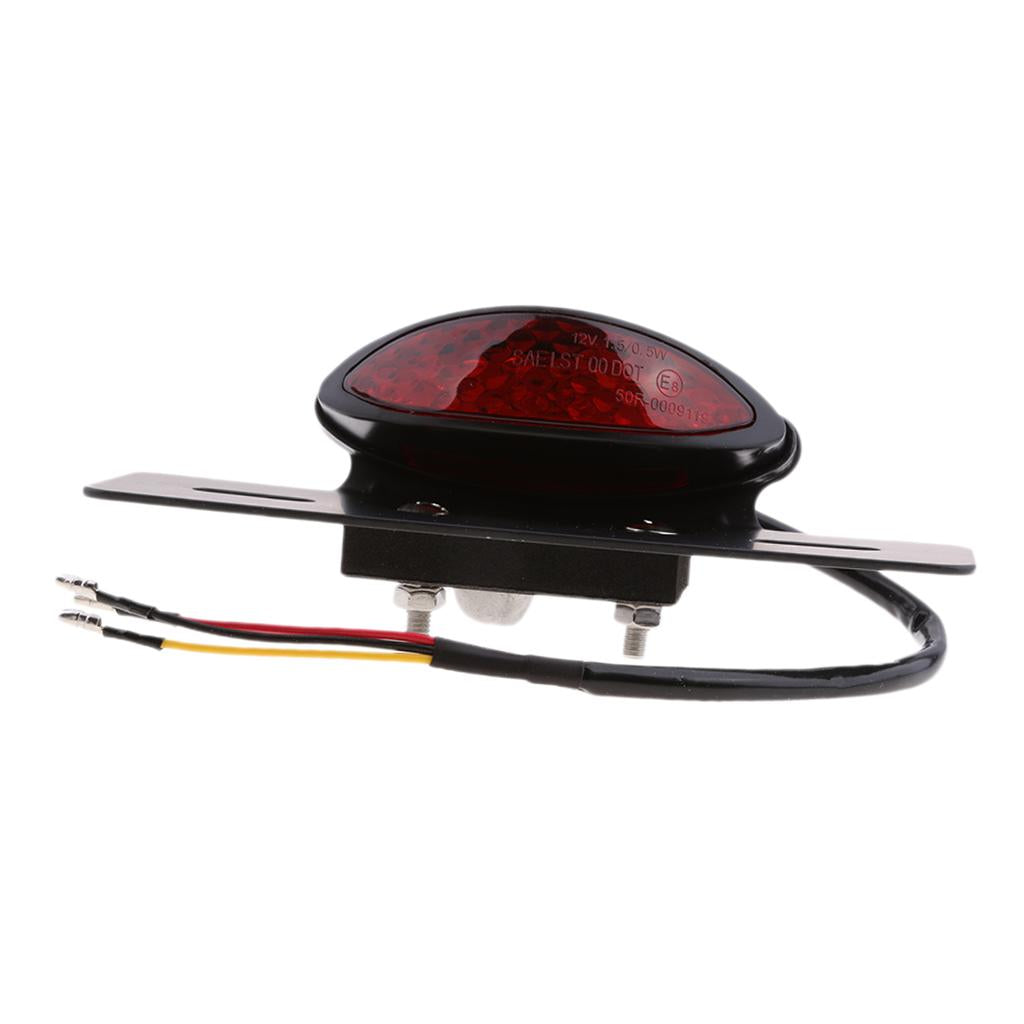 Motorcycle Quad ATV LED Light Rear Brake Tail License Plate Red Lens