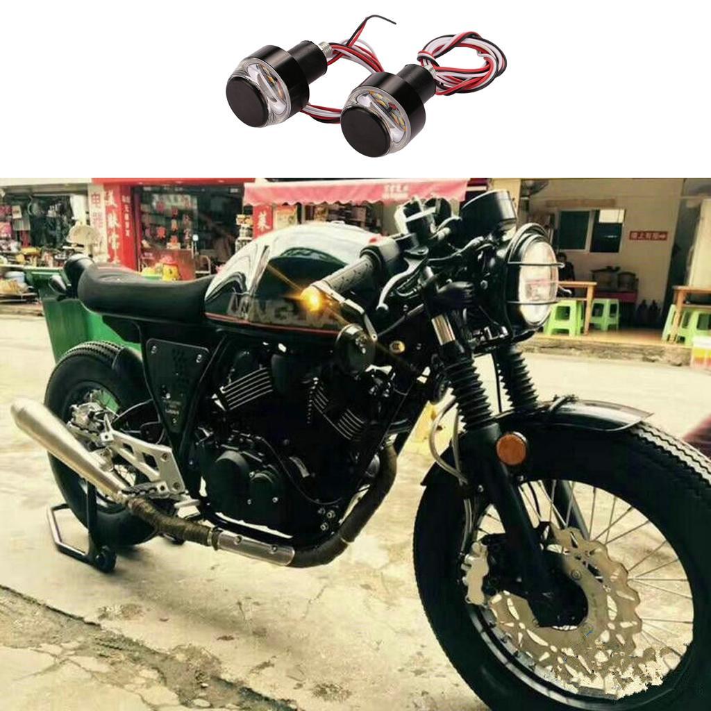 2 Pieces Motorcycle Handlebar Turn Signal Light Grip Bar Plug Strobe Side End LED Lamp Universal