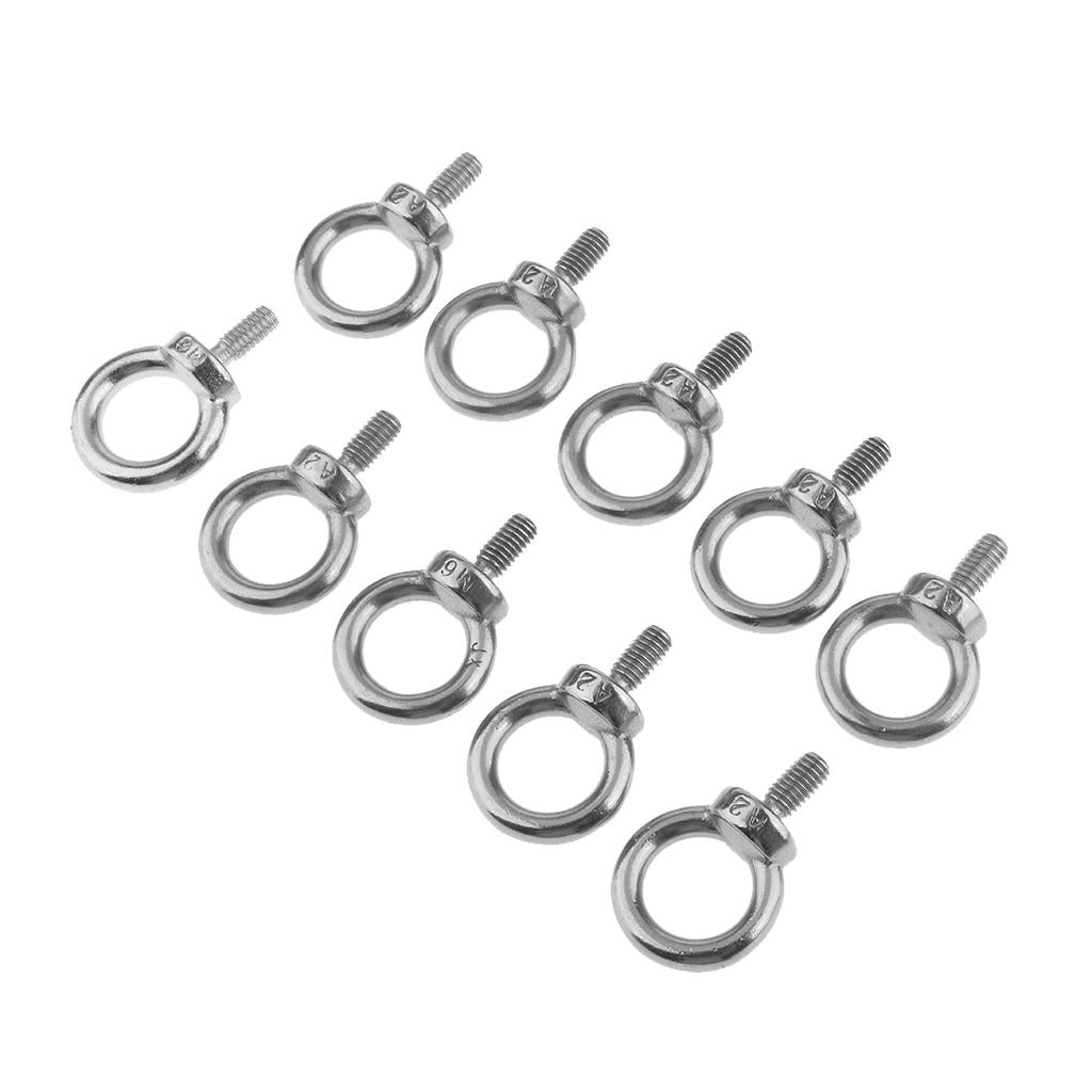 10pcs M6 Eye Bolt 316 Stainless Steel Shade Sail Boat Roof Rack Nut 6mm