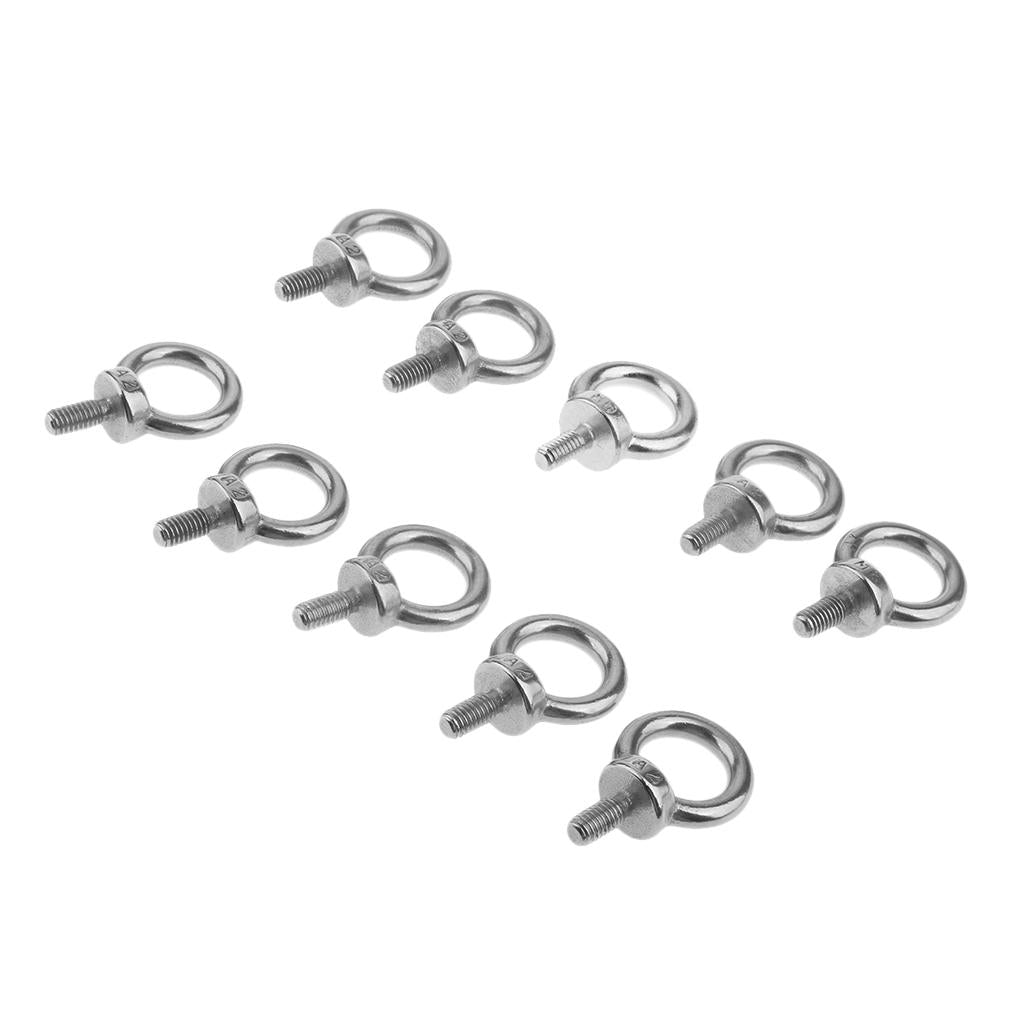 10pcs M6 Eye Bolt 316 Stainless Steel Shade Sail Boat Roof Rack Nut 6mm