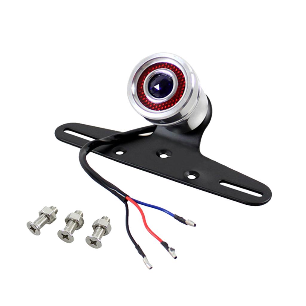 Universal Motorcycle Retro LED Tail Brake License Plate Light Chrome 2