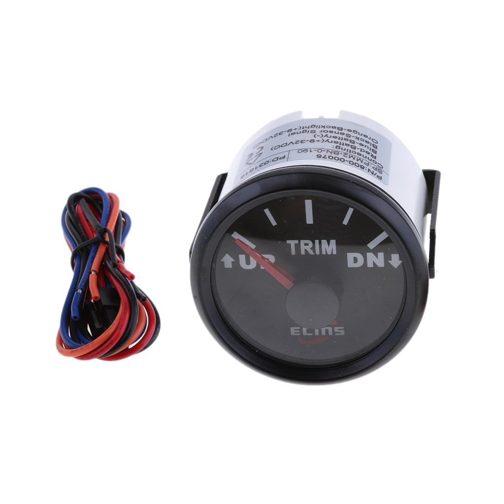 2 52mm UP-DN Electric Trim Level Gauge for Marine Boat Black Face#1"