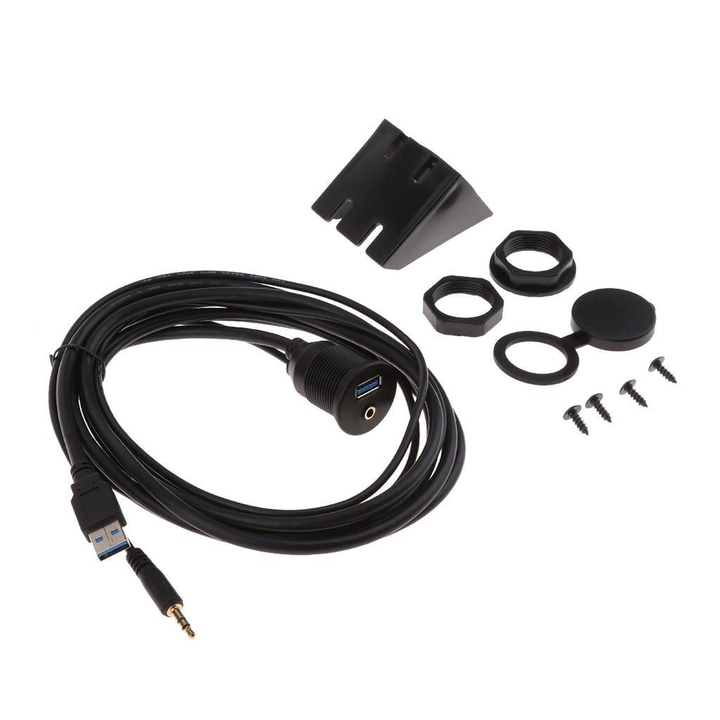 USB 3.0 & 3.5mm AUX Extention Flush Mount Cable for Car Boat Motor 2 Meter