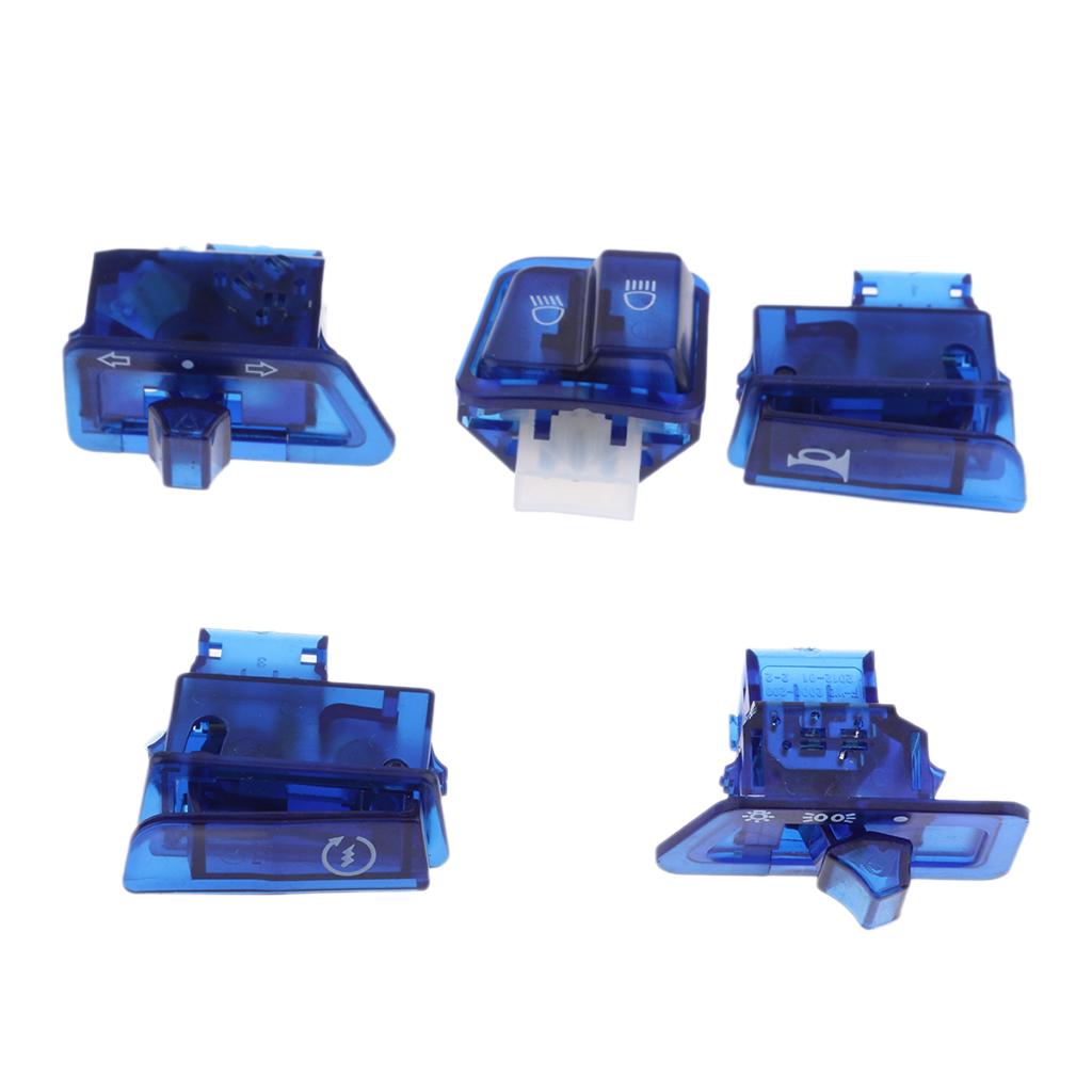 2 Sets Scooter Start Horn Turn Signal Headlight Switch Housing Caps Red+Blue