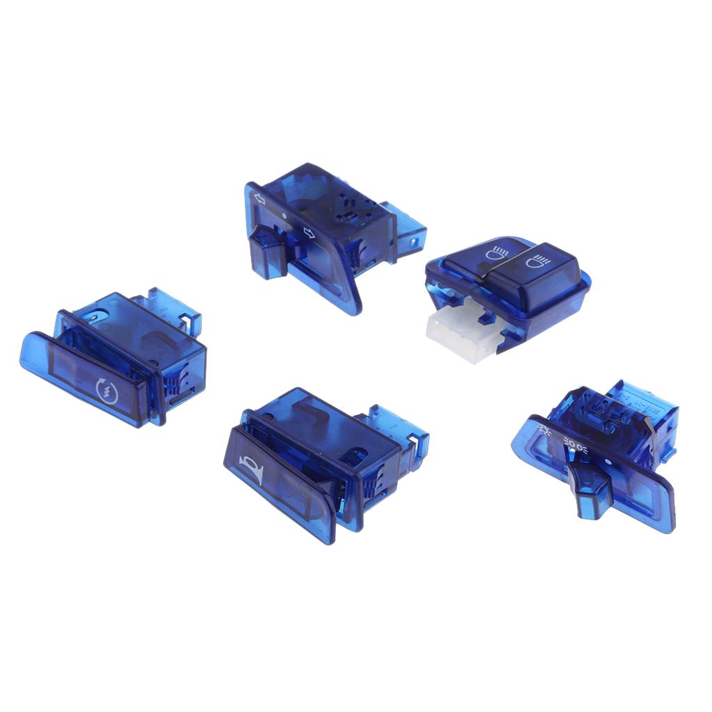 2 Sets Scooter Start Horn Turn Signal Headlight Switch Housing Caps Red+Blue