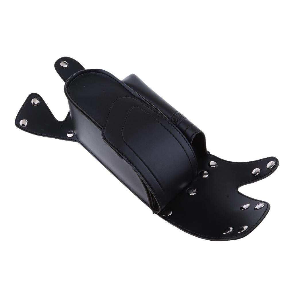 Black PU Leather Right Side Saddlebag Water Bottle Holder Fit Harley