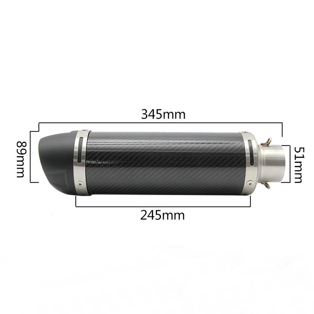 51mm Slip-On Motorcycle Racing Street Exhaust Muffler Carbon Fiber L.345mm