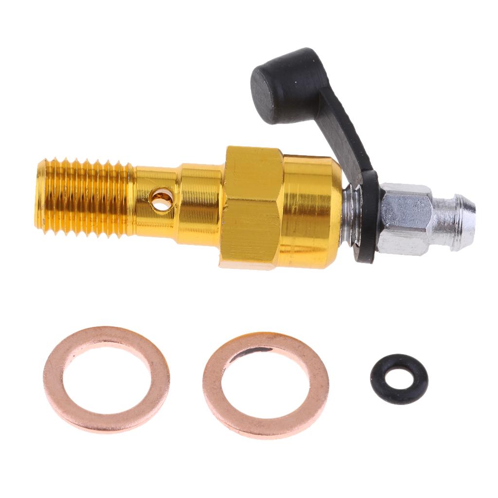 Universal M10 Single Banjo Bolt Thread Bleeder Nipple Washers 1.25mm Gold