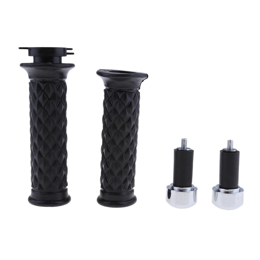 7/8'' 22mm Motorcycle Handlebar Diamond Throttle Grips for Bar End black