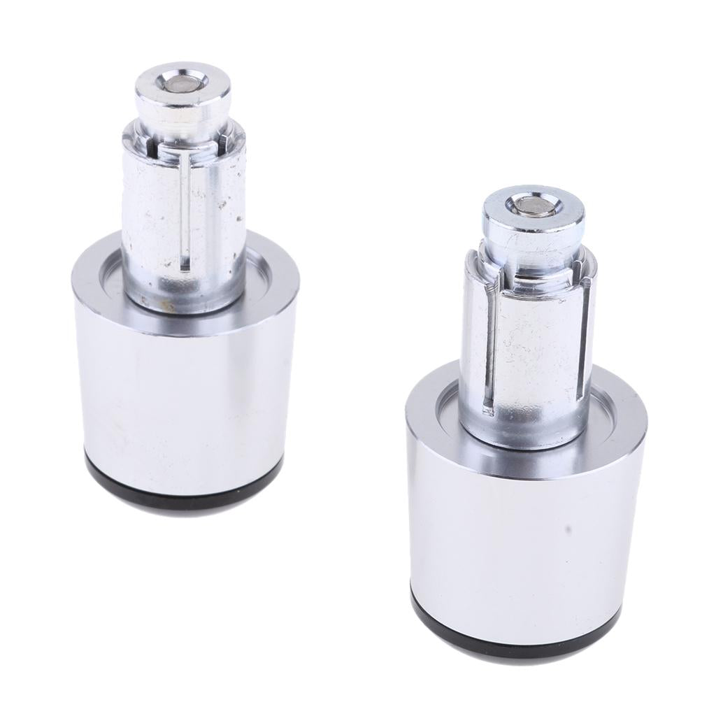 2pcs CNC Aluminum Universal Motorcycle Handlebar Grip End Caps silver