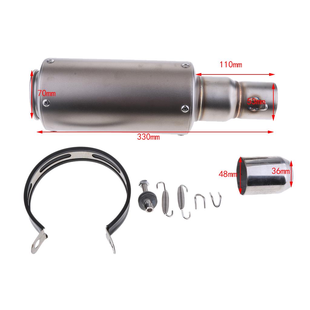 Universal Motorcycle Modified Exhaust Muffler Pipe for Yamaha Kawasaki 36-51mm Silver