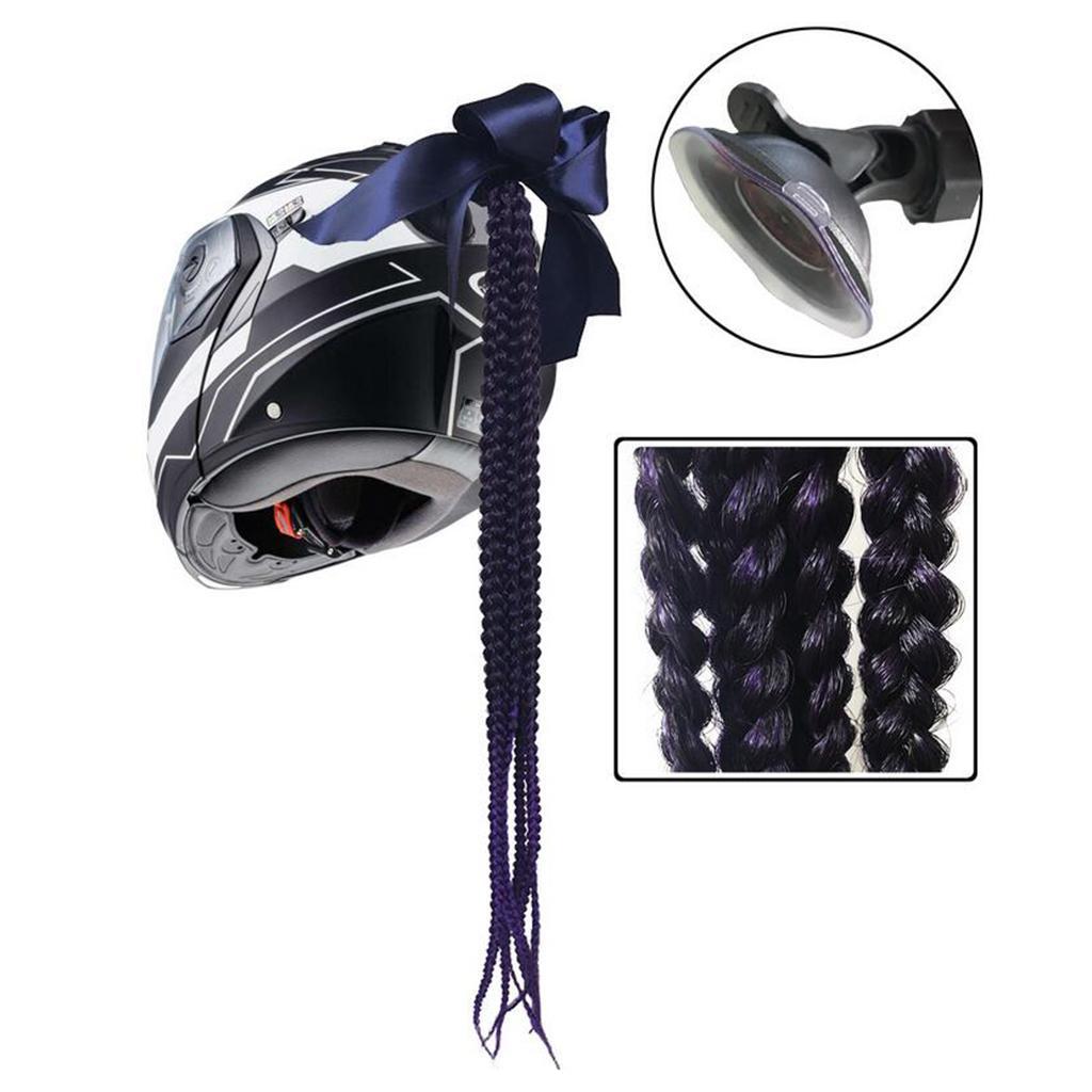 Helmet Pigtail Bowknot Helmet Ponytail for Suction Red to Black