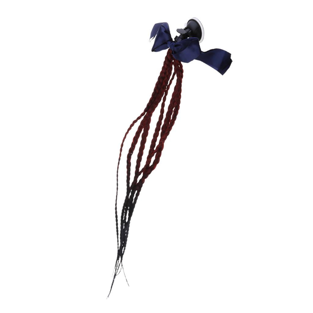Helmet Pigtail Bowknot Helmet Ponytail for Suction Red to Black