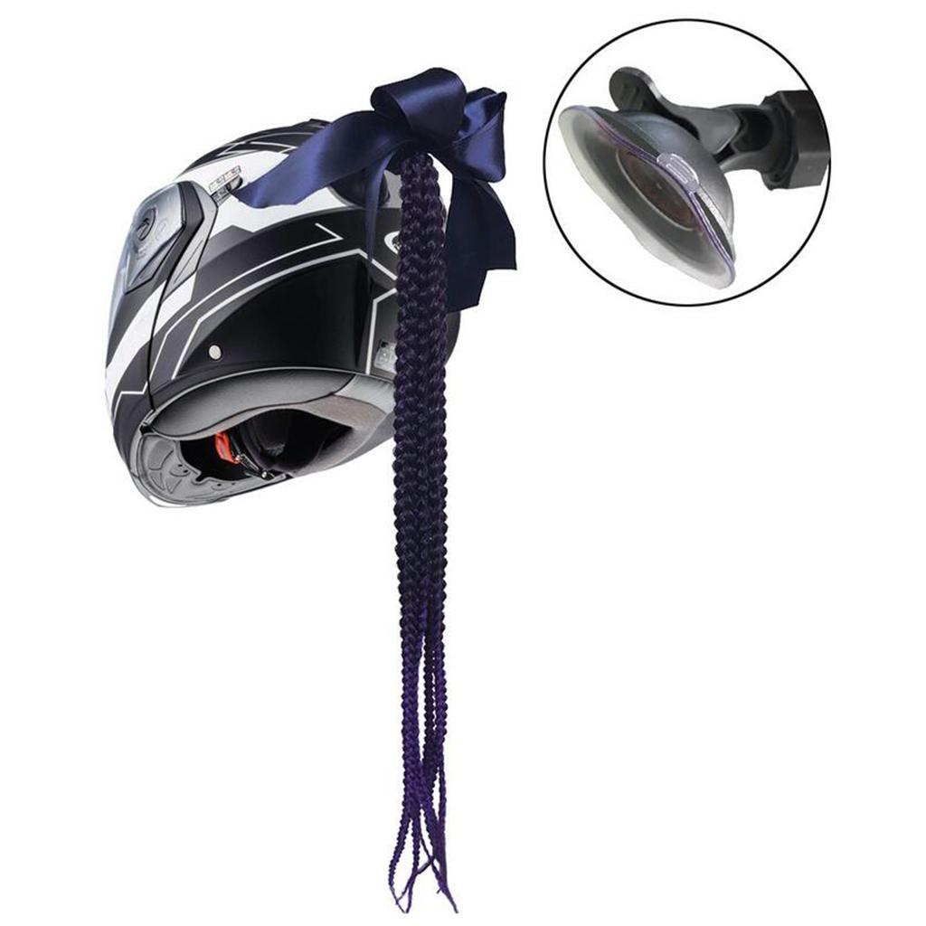 Helmet Pigtail Bowknot Helmet Ponytail for Suction Red to Black
