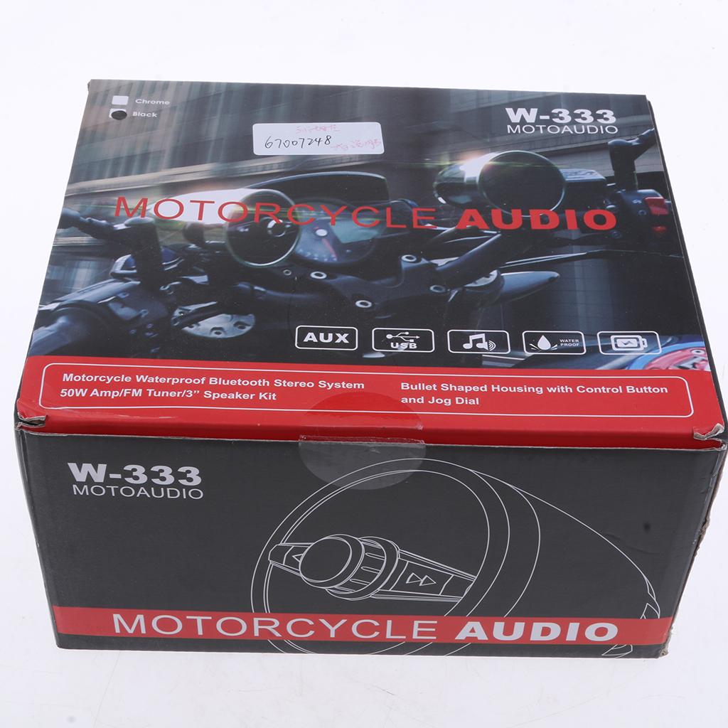 Waterproof Motorbike Audio System USB MP3 FM Stereo Speaker Universal Black