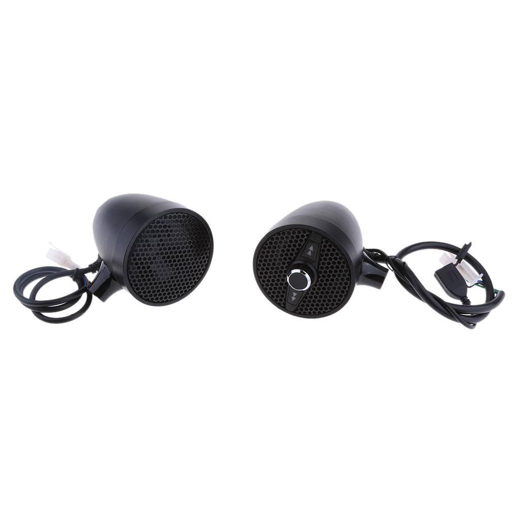 Waterproof Motorbike Audio System USB MP3 FM Stereo Speaker Universal Black