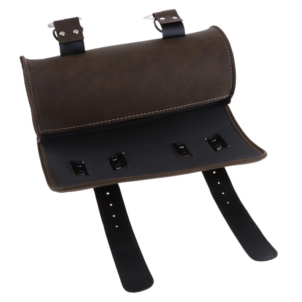 Motorcycle Tool Bag Saddlebag PU Leather Storage Tool Pouch Brown